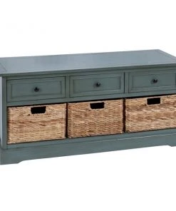 Grayson Lane Rustic Blue Storage Bench