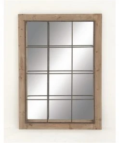 Grayson Lane 52.13-in L X 36.5-in W Industrial Rectangle Brown Framed Wall Mirror