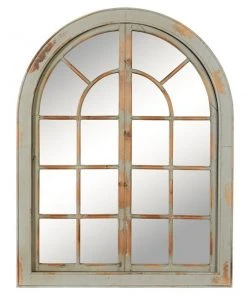 Grayson Lane 48-in L X 37-in W Arch Farmhouse Grey Framed Wall Mirror
