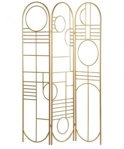 Grayson Lane 3-Panel Gold Metal Folding Contemporary/Modern Style Room Divider