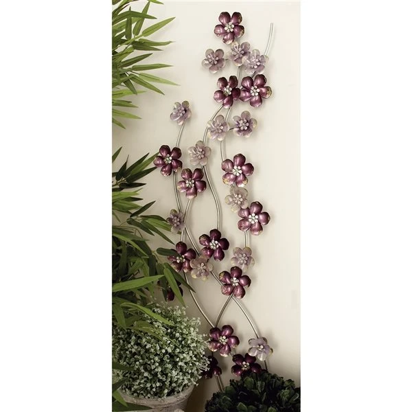 Grayson Lane 13-in H x 50-in W Purple Metal Glam Floral and Botanical Wall Accent 2 Grayson Lane 13-in H x 50-in W Purple Metal Glam Floral and Botanical Wall Accent - Image 2