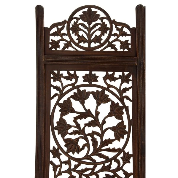 Grayson Lane 4-Panel Brown Mango Wood Folding Traditional Style Room Divider 3 Grayson Lane 4-Panel Brown Mango Wood Folding Traditional Style Room Divider - Image 3