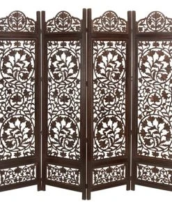 Grayson Lane 4-Panel Brown Mango Wood Folding Traditional Style Room Divider