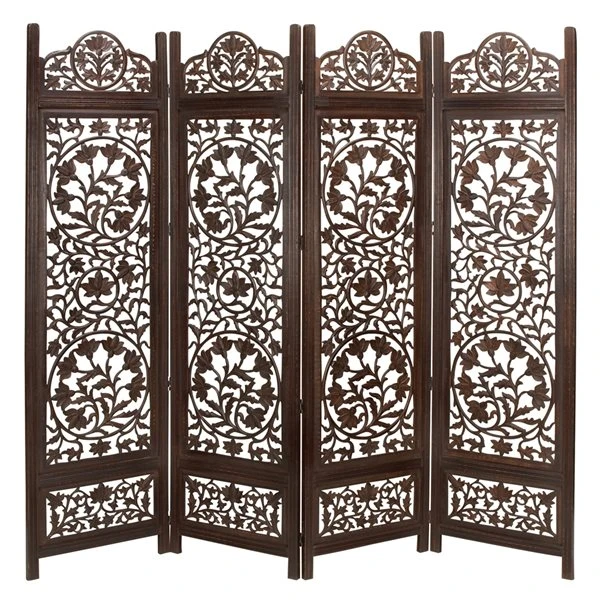 Grayson Lane 4-Panel Brown Mango Wood Folding Traditional Style Room Divider 1 Grayson Lane 4-Panel Brown Mango Wood Folding Traditional Style Room Divider