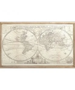 Grayson Lane Brown Wood Framed 31-in H x 48-in W Maps Wood Print