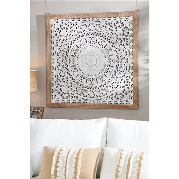 Grayson Lane 47-in H x 47-in W White Metal Vintage Floral and Botanical Wall Accent 2 Grayson Lane 47-in H x 47-in W White Metal Vintage Floral and Botanical Wall Accent - Image 2