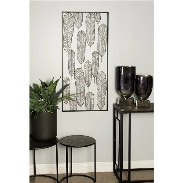 Grayson Lane 22-in H x 46-in W Black Metal Modern Floral and Botanical Wall Accent 2 Grayson Lane 22-in H x 46-in W Black Metal Modern Floral and Botanical Wall Accent - Image 2
