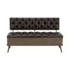 Grayson Lane Industrial Black Iron and Brown Storage Bench