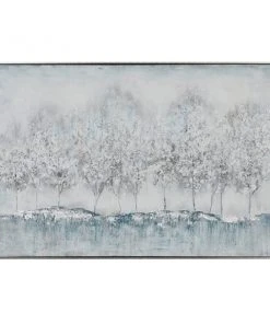 Grayson Lane Silver Wood Framed 31.5-in H x 47-in W Contemporary Canvas Painting