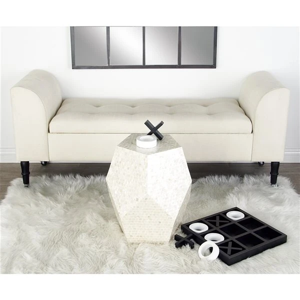 Grayson Lane Industrial Ivory White Storage Bench 2 Grayson Lane Industrial Ivory White Storage Bench - Image 2