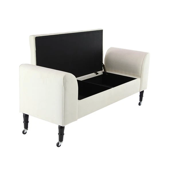 Grayson Lane Industrial Ivory White Storage Bench 5 Grayson Lane Industrial Ivory White Storage Bench - Image 5