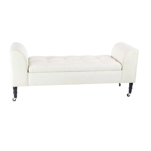 Grayson Lane Industrial Ivory White Storage Bench 1 Grayson Lane Industrial Ivory White Storage Bench