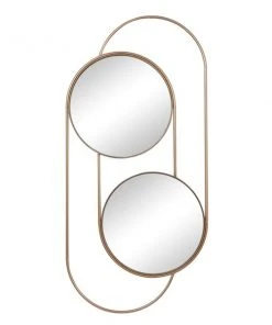 Grayson Lane 43-in L X 20-in W Contemporary Round Gold Framed Wall Mirror