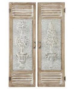 Grayson Lane 52-in H x 15-in W Brown Metal Farmhouse/Rustic Nature Wall Accent - 2-Pack
