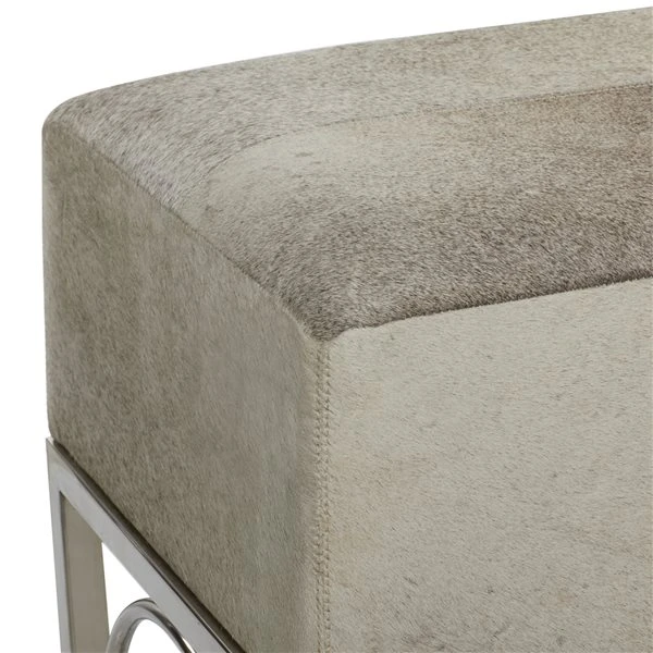 Grayson Lane Industrial White Cowhide Accent Bench 3 Grayson Lane Industrial White Cowhide Accent Bench - Image 3
