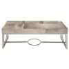 Grayson Lane Industrial White Cowhide Accent Bench