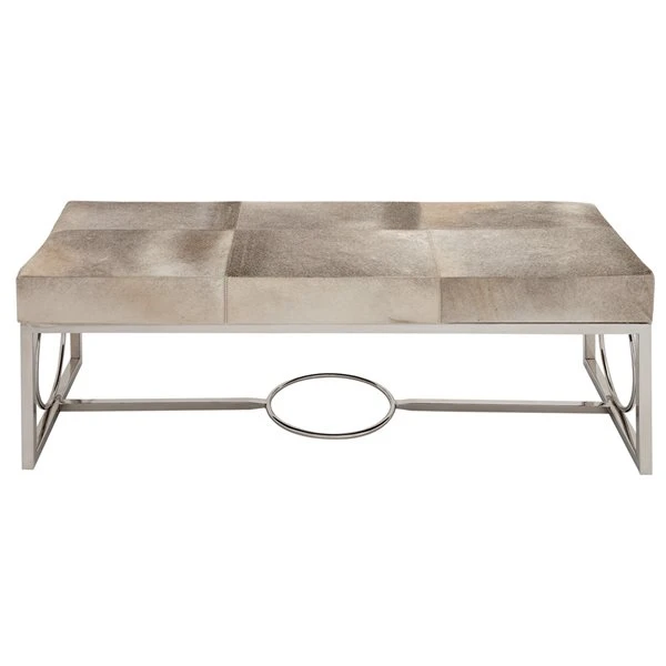Grayson Lane Industrial White Cowhide Accent Bench 1 Grayson Lane Industrial White Cowhide Accent Bench