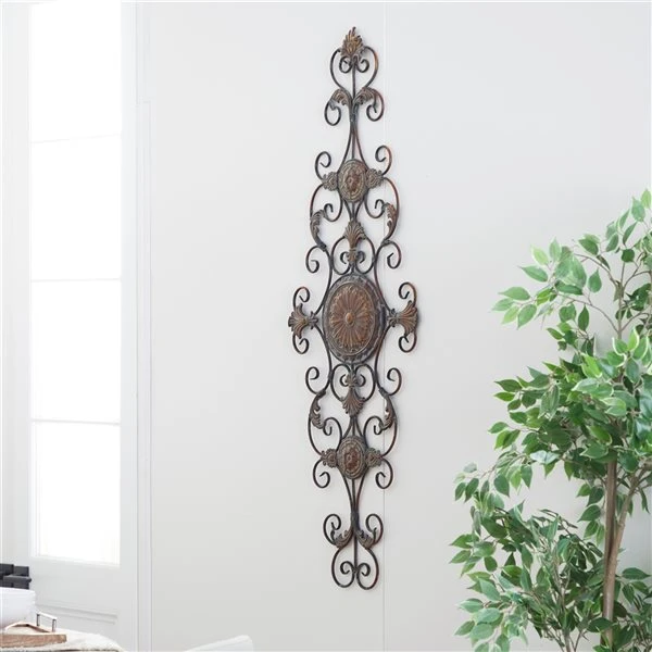 Grayson Lane 53-in H x 18-in W Brown Metal Ornamental Wall Accent 3 Grayson Lane 53-in H x 18-in W Brown Metal Ornamental Wall Accent - Image 3