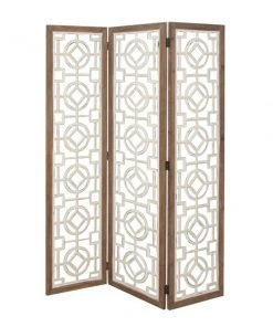 Grayson LaneĀ 3-Panel White Wood Folding Country Style Room Divider