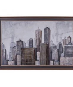 Grayson Lane Brown Wood Framed 39.5-in H x 59.13-in W Cityscape Canvas Hand-Painted Painting