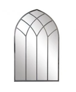 Grayson Lane 48-in L X 30-in W Traditional Arch Grey Framed Wall Mirror