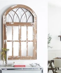 Grayson Lane 48-in L X 30-in W Farmhouse Arch Brown Framed Wall Mirror -GRAYSON LANE shop 330901914 AlternateImage2 l