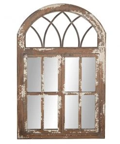 Grayson Lane 48-in L X 30-in W Farmhouse Arch Brown Framed Wall Mirror