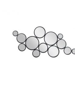 Grayson Lane 52-in L X 23.88-in W Contemporary Round Black Framed Wall Mirror