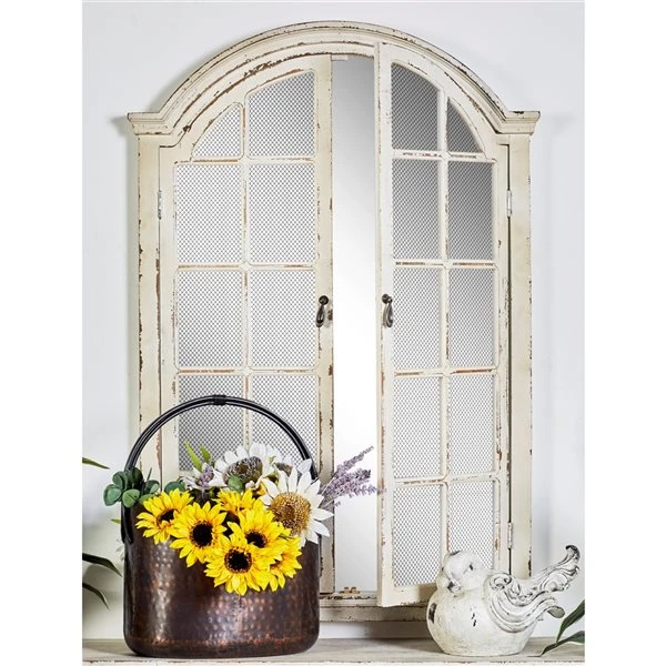 Grayson Lane 45-in L X 31-in W Vintage Arch Cream Framed Wall Mirror 2 Grayson Lane 45-in L X 31-in W Vintage Arch Cream Framed Wall Mirror - Image 2