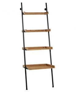 Grayson Lane 28-in D x 24-in W x 72-in H 4-Tier Leaning Wood Shelves