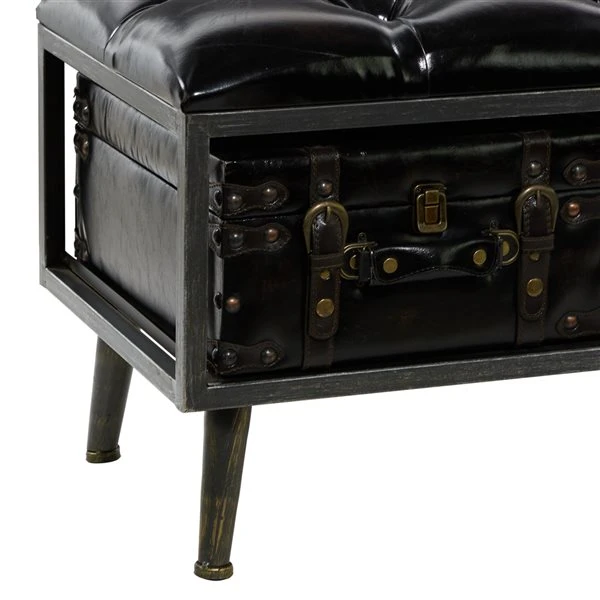 Grayson Lane Industrial Glossy Black Storage Bench 4 Grayson Lane Industrial Glossy Black Storage Bench - Image 4