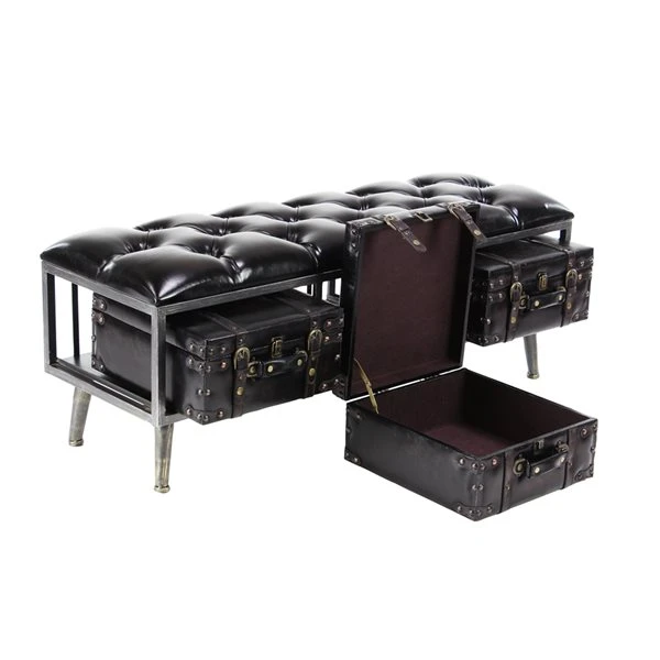 Grayson Lane Industrial Glossy Black Storage Bench 5 Grayson Lane Industrial Glossy Black Storage Bench - Image 5