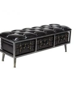 Grayson Lane Industrial Glossy Black Storage Bench