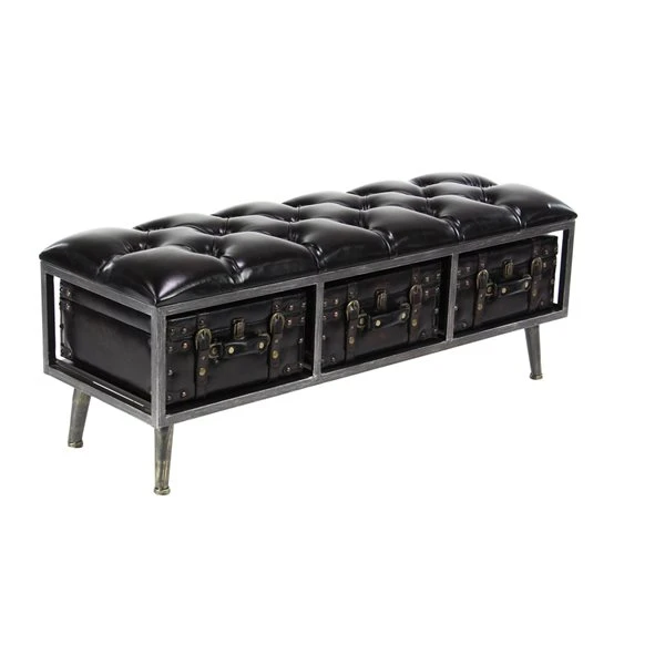 Grayson Lane Industrial Glossy Black Storage Bench 1 Grayson Lane Industrial Glossy Black Storage Bench