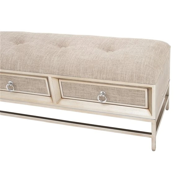 Grayson Lane Industrial Beige/Light Brown Storage Bench 3 Grayson Lane Industrial Beige/Light Brown Storage Bench - Image 3