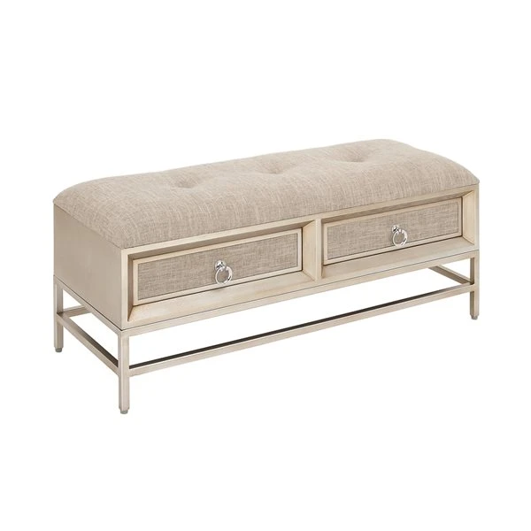 Grayson Lane Industrial Beige/Light Brown Storage Bench 4 Grayson Lane Industrial Beige/Light Brown Storage Bench - Image 4