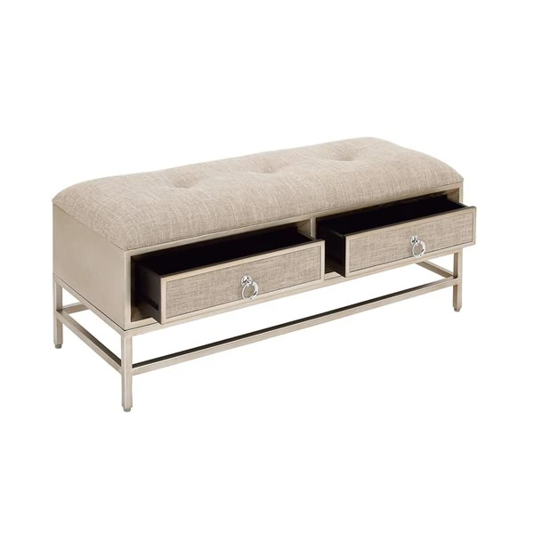 Grayson Lane Industrial Beige/Light Brown Storage Bench 5 Grayson Lane Industrial Beige/Light Brown Storage Bench - Image 5