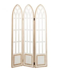 Grayson LaneĀ 3-Panel White Wood Folding Farmhouse Style Room Divider