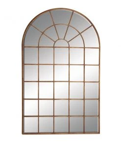 Grayson Lane 56.25-in L X 34.13-in W Traditional Arch Brown Framed Wall Mirror