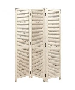 Grayson Lane 3-Panel Cream Wood Folding Farmhouse Style Room Divider