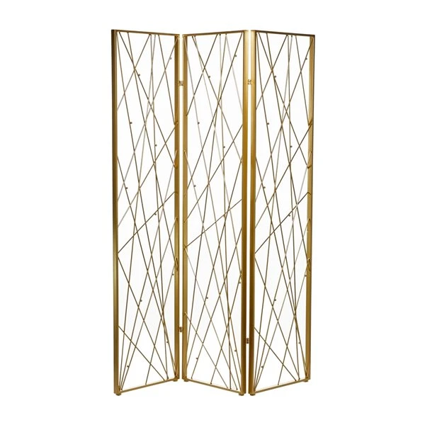 Grayson Lane 3-Panel Gold Metal Folding Glam Style Room Divider 4 Grayson Lane 3-Panel Gold Metal Folding Glam Style Room Divider - Image 4