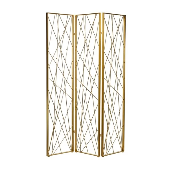 Grayson Lane 3-Panel Gold Metal Folding Glam Style Room Divider 5 Grayson Lane 3-Panel Gold Metal Folding Glam Style Room Divider - Image 5