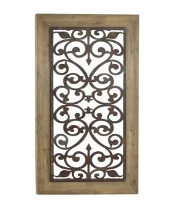 Grayson Lane 46-in H x 26-in W Brown Metal and Wood Ornamental Wall Accent