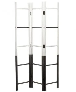 Grayson Lane 3-Panel White Metal and Wood Folding Country Style Room Divider