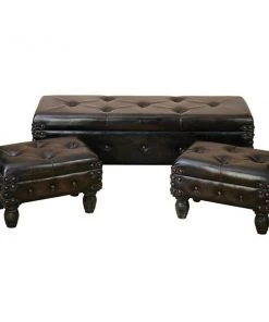 Grayson Lane Industrial Dark Brown/Maroon Storage Bench - Set of 3