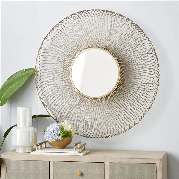 Grayson Lane 40-in L X 40-in W Modern Round Gold Framed Wall Mirror 2 Grayson Lane 40-in L X 40-in W Modern Round Gold Framed Wall Mirror - Image 2