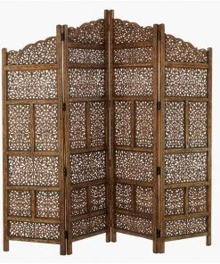 Grayson Lane 4-Panel Brown Wood Traditional Style Folding Room Divider