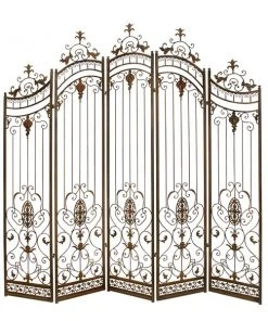 Grayson Lane 5-Panel Brown Metal Folding Eclectic Style Room Divider