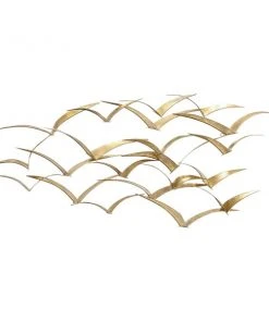 Grayson Lane 21-in H x 47-in W Gold Metal Coastal Birds Wall Accent
