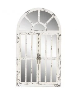Grayson Lane 46-in L X 26-in W Vintage Arch White Framed Wall Mirror